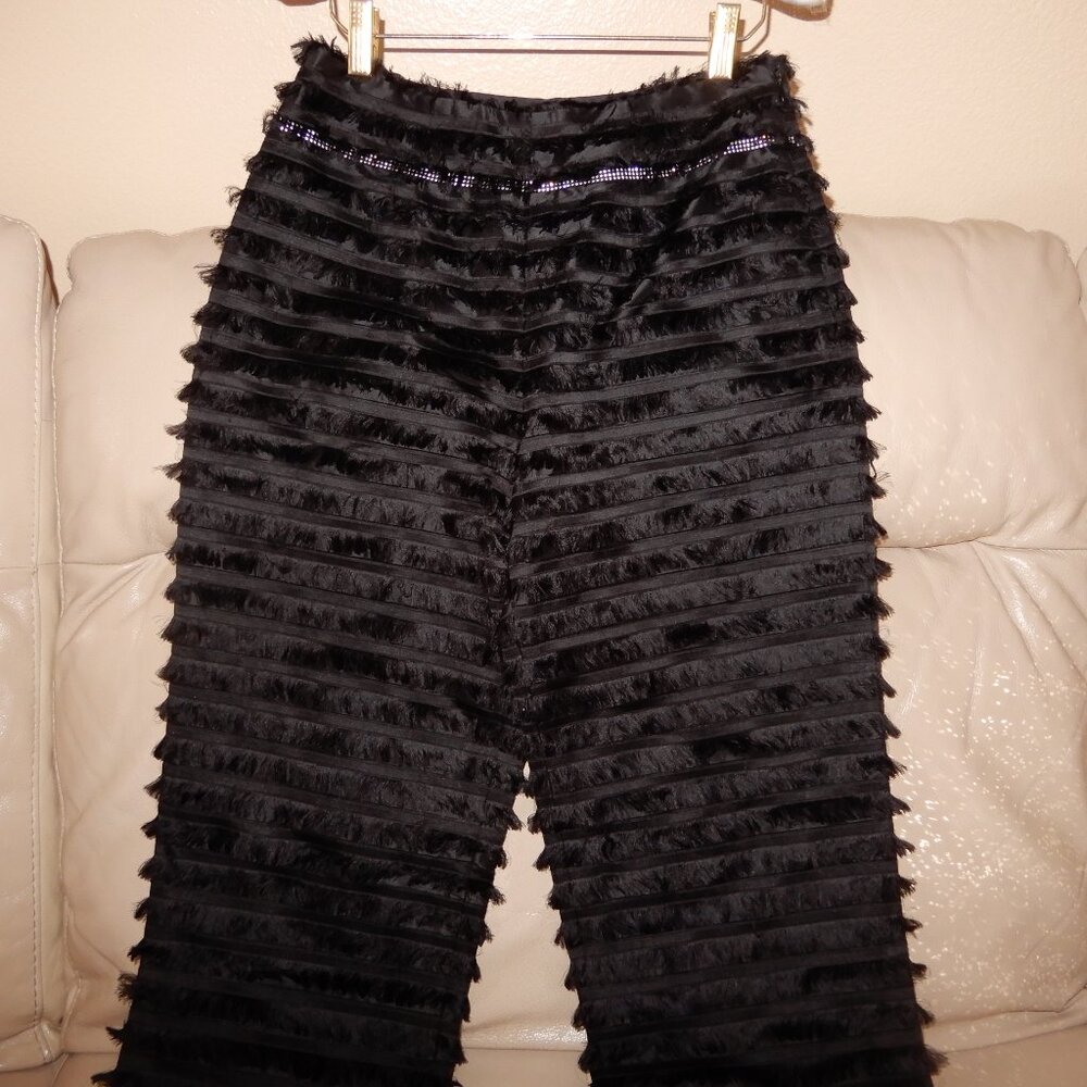 NWOT.James Purcell Barneys New York 100%Silk Pants Fringes Rhinestones 4